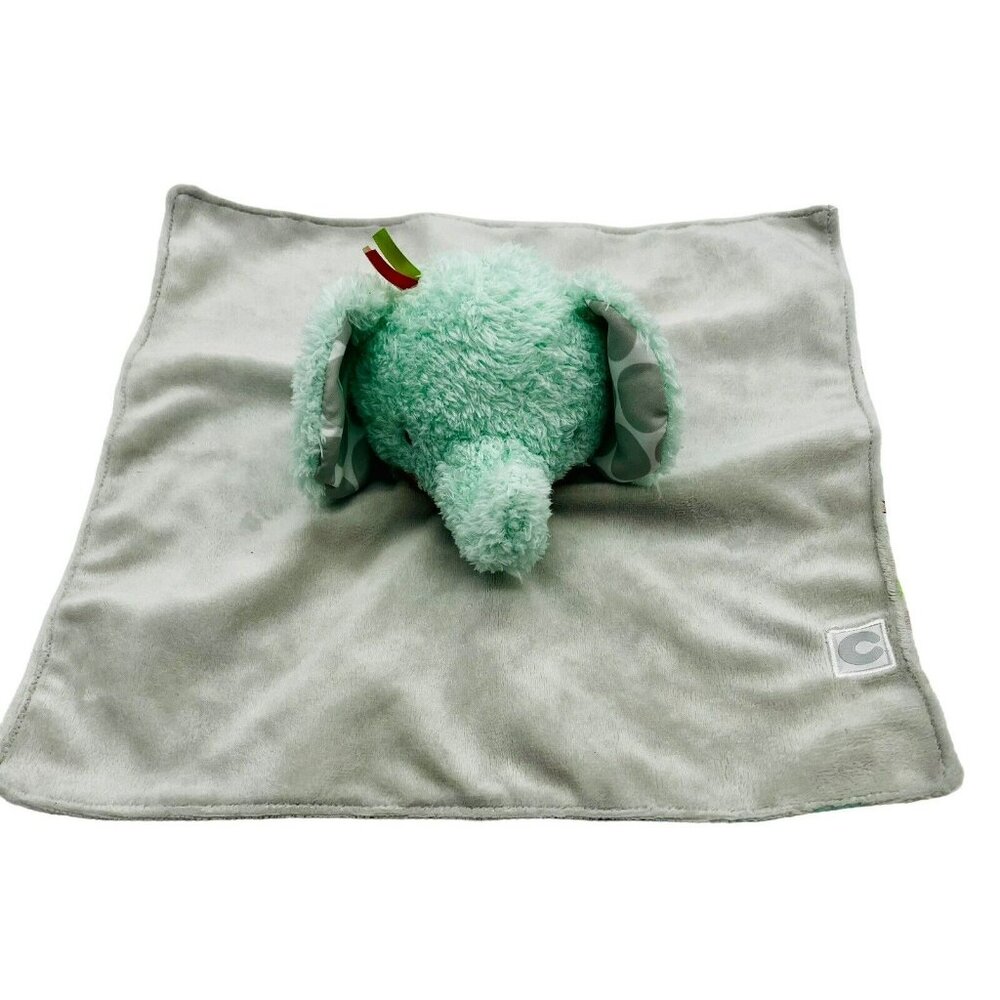 Boppy Baby Elephant Gray Lovey Plush Puppet Chevron Striped Green Red‎ 11X11 - Picture 2 of 11